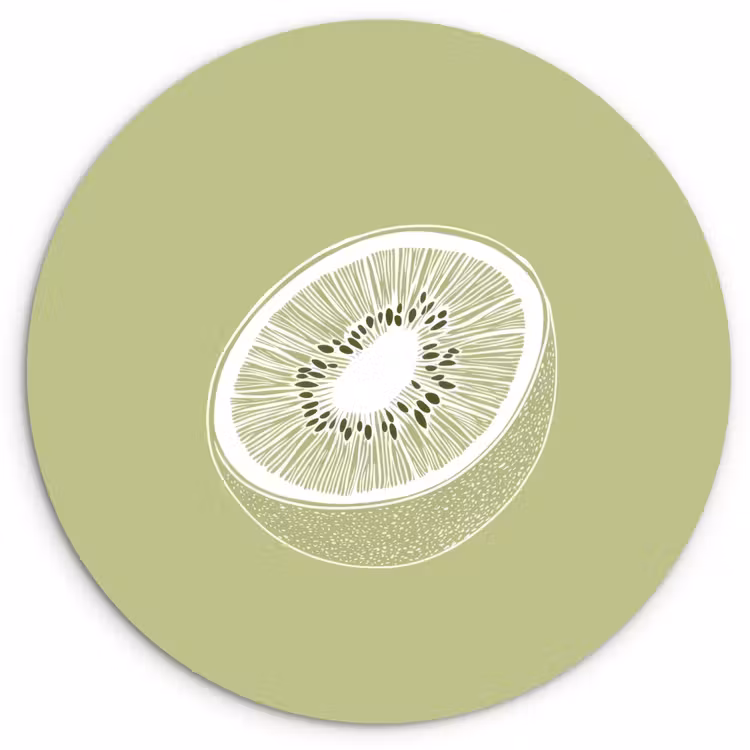 Muurcirkel - Kiwi - Lijntekening - Minimalistisch - Groen — 1