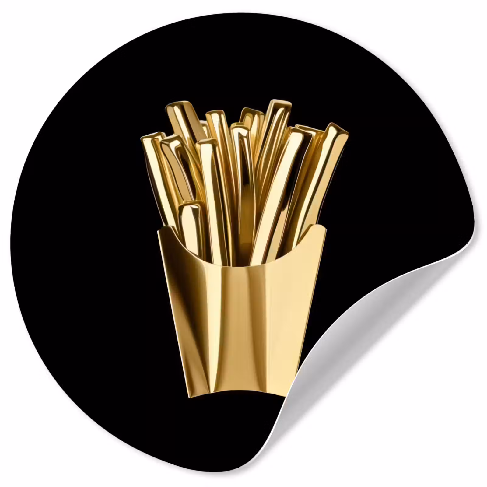 Behangcirkel - Friet - Goud - Chrome - Eten — 1