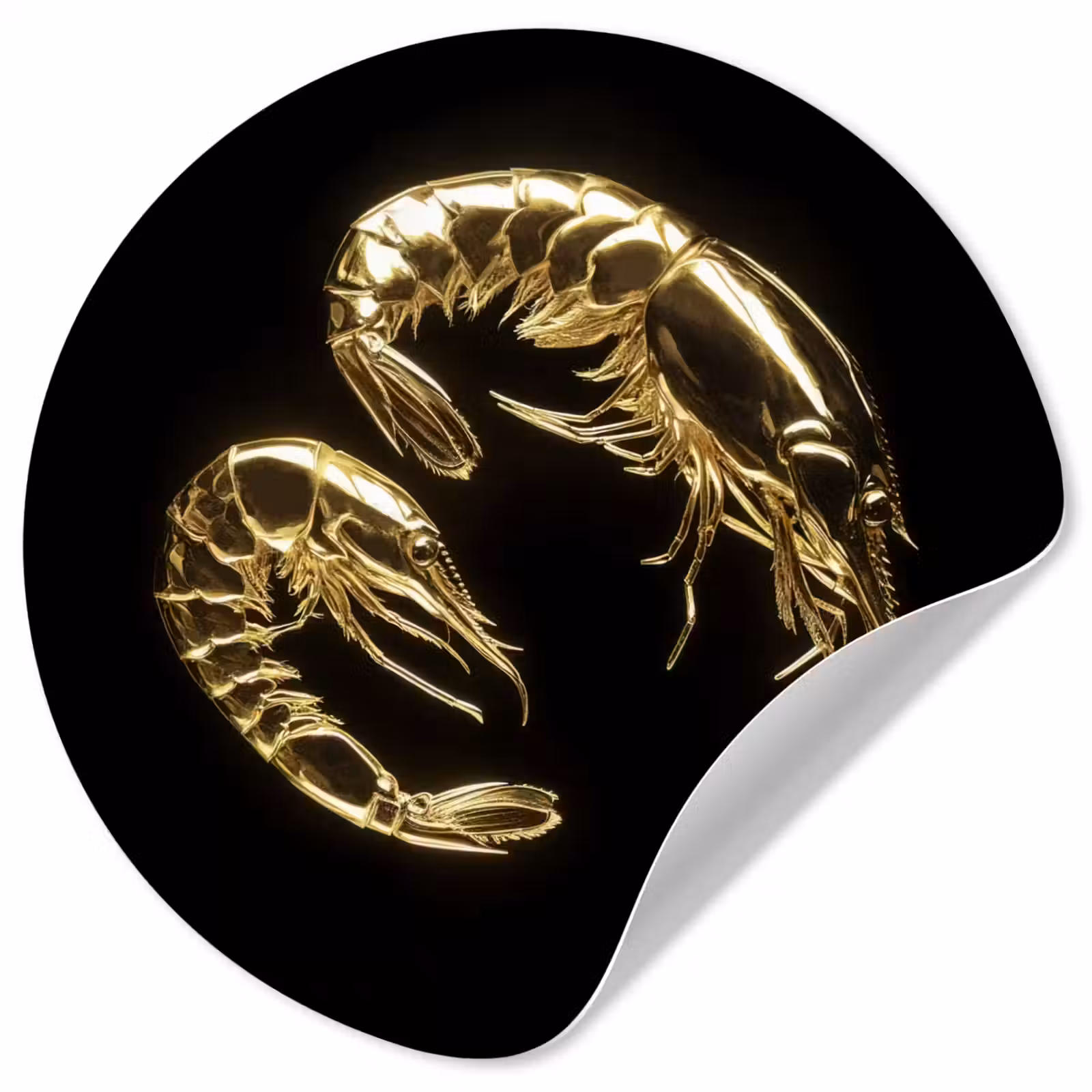 Behangcirkel - Garnalen - Zwart - Goud - Dieren — 1