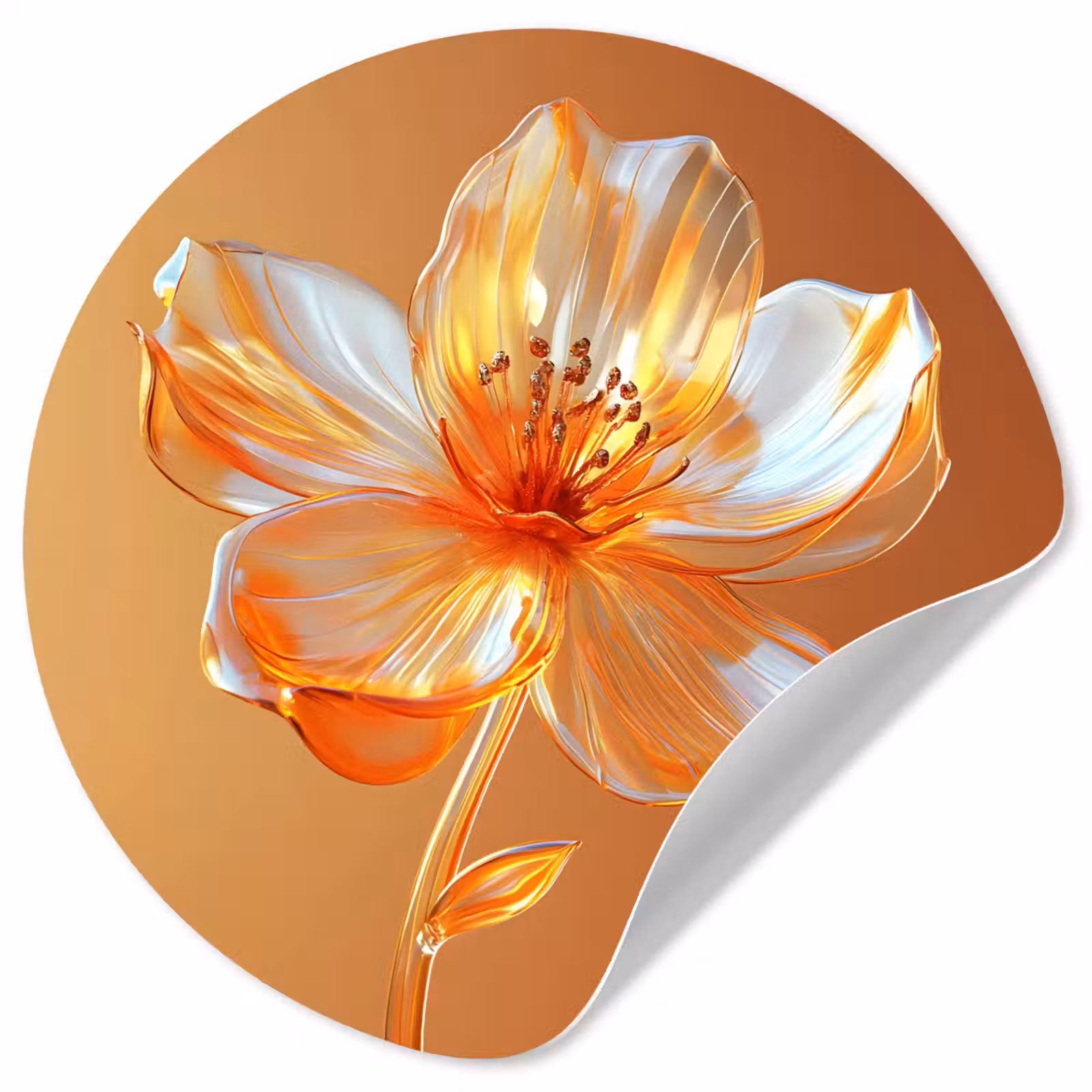 Behangcirkel - Glazen - Bloem - Oranje — 1