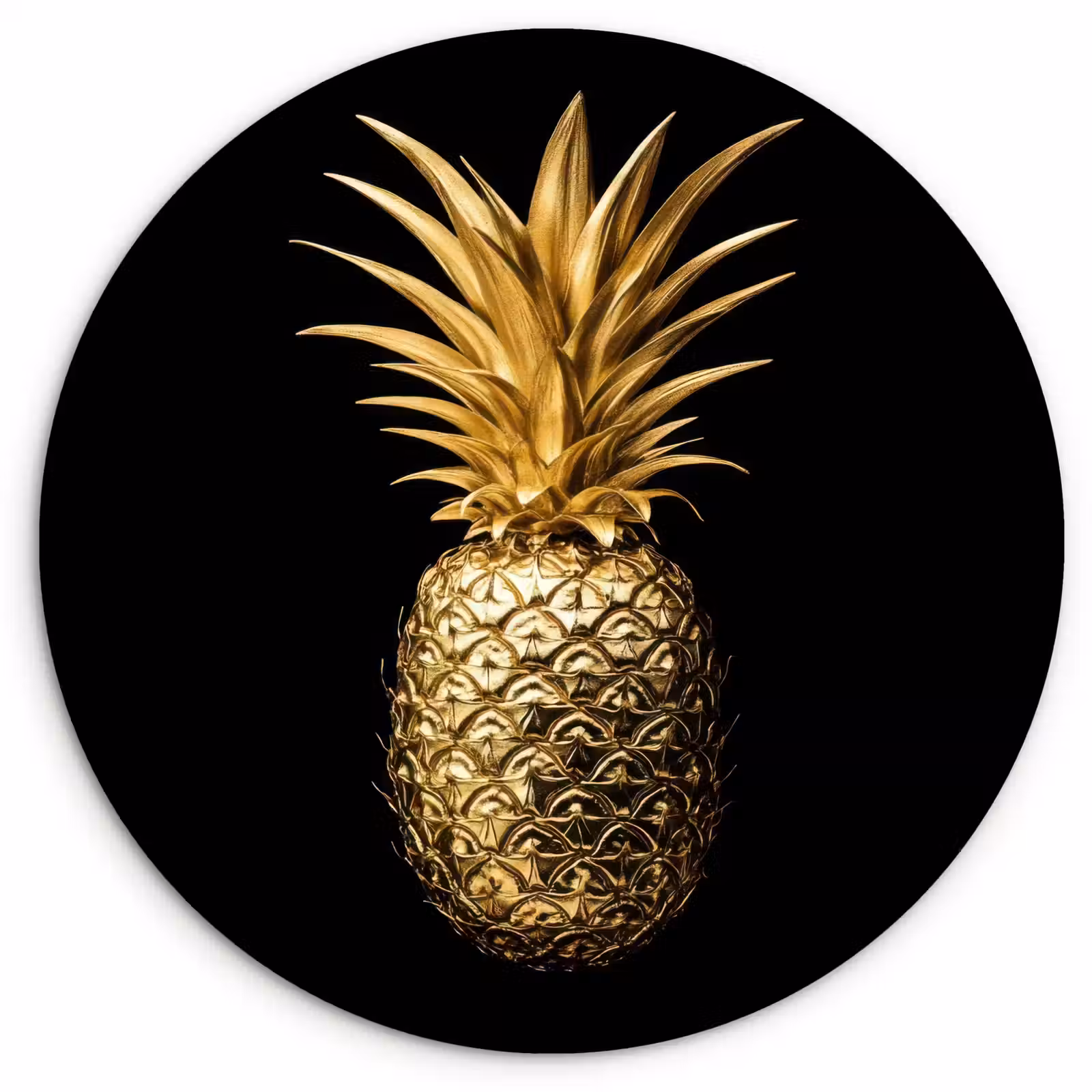Muurcirkel - Ananas - Zwart - Goud - Luxe — 1