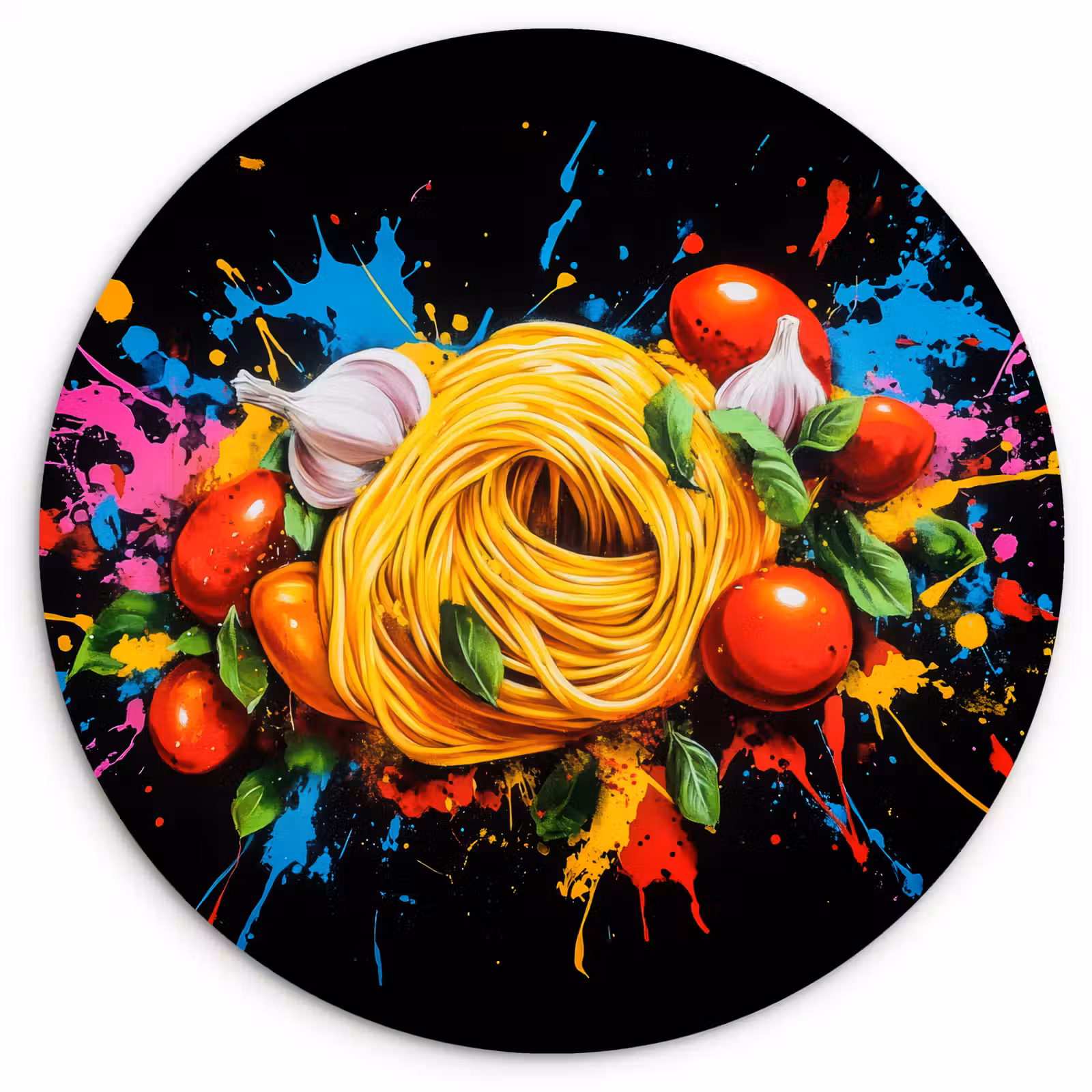 Muurcirkel - Spaghetti - Graffiti - Verf - Kleurrijk - Eten - Modern — 1