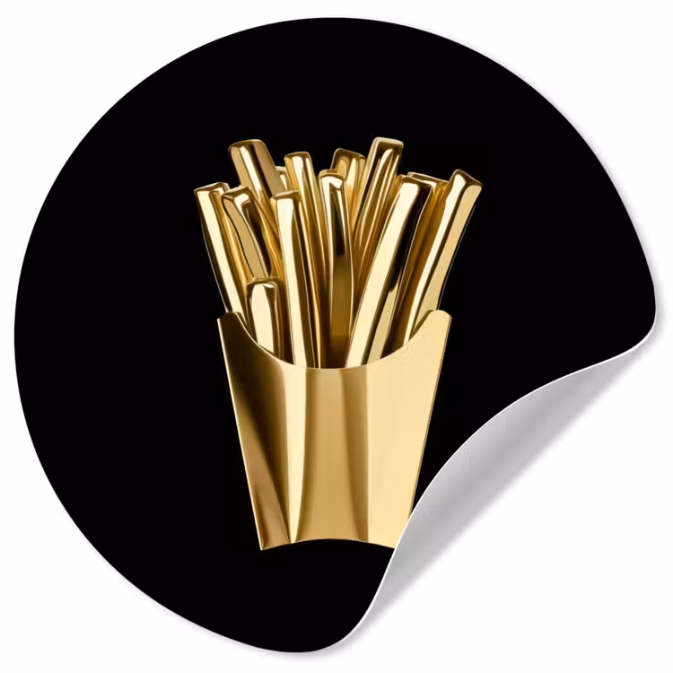 Behangcirkel - Friet - Goud - Chrome - Eten — 1