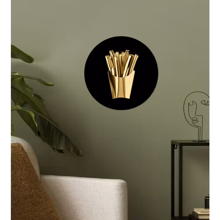 Behangcirkel - Friet - Goud - Chrome - Eten — 3