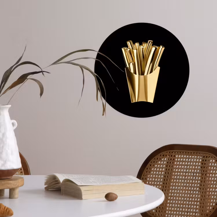 Behangcirkel - Friet - Goud - Chrome - Eten — 4