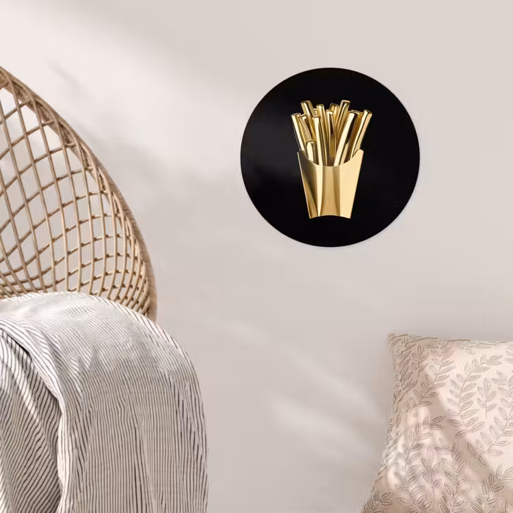 Behangcirkel - Friet - Goud - Chrome - Eten — 5