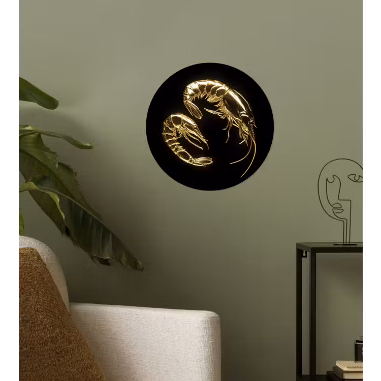 Behangcirkel - Garnalen - Zwart - Goud - Dieren — 3