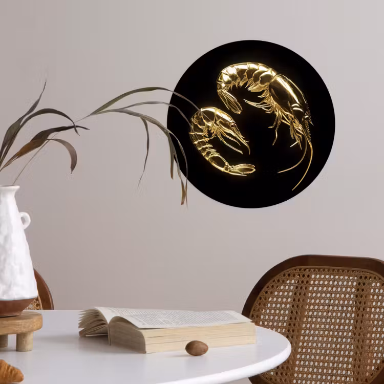 Behangcirkel - Garnalen - Zwart - Goud - Dieren — 4