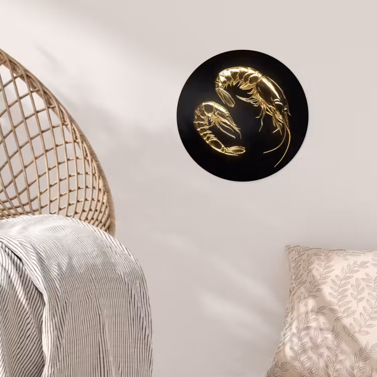 Behangcirkel - Garnalen - Zwart - Goud - Dieren — 5