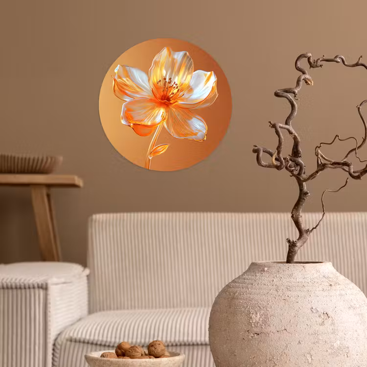 Behangcirkel - Glazen - Bloem - Oranje — 2