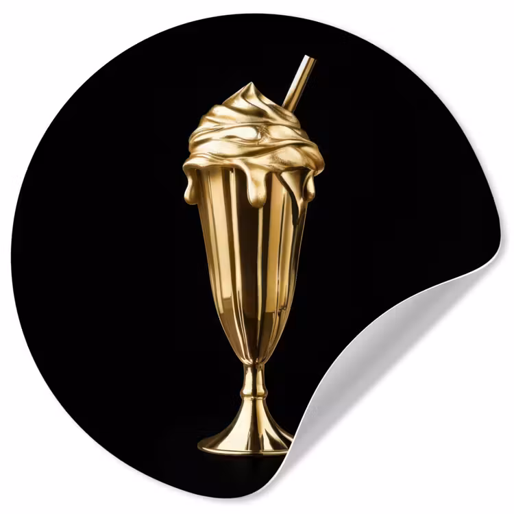 Behangcirkel - Milkshake - Goud - Drinken - Zwart — 1