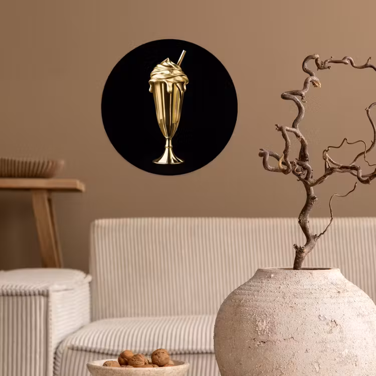 Behangcirkel - Milkshake - Goud - Drinken - Zwart — 2