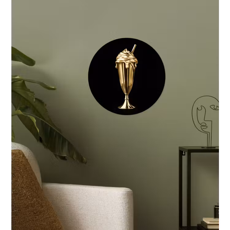 Behangcirkel - Milkshake - Goud - Drinken - Zwart — 3