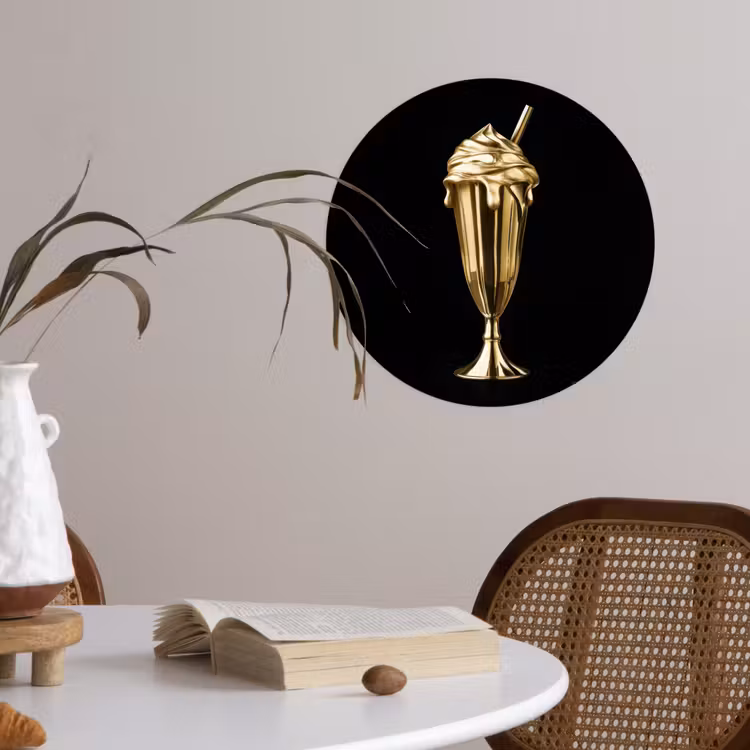Behangcirkel - Milkshake - Goud - Drinken - Zwart — 4