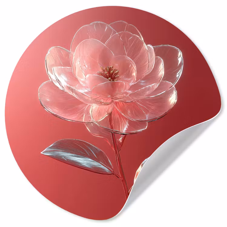 Behangcirkel - Sierlijk - Bloem - Roze - Glazen — 1