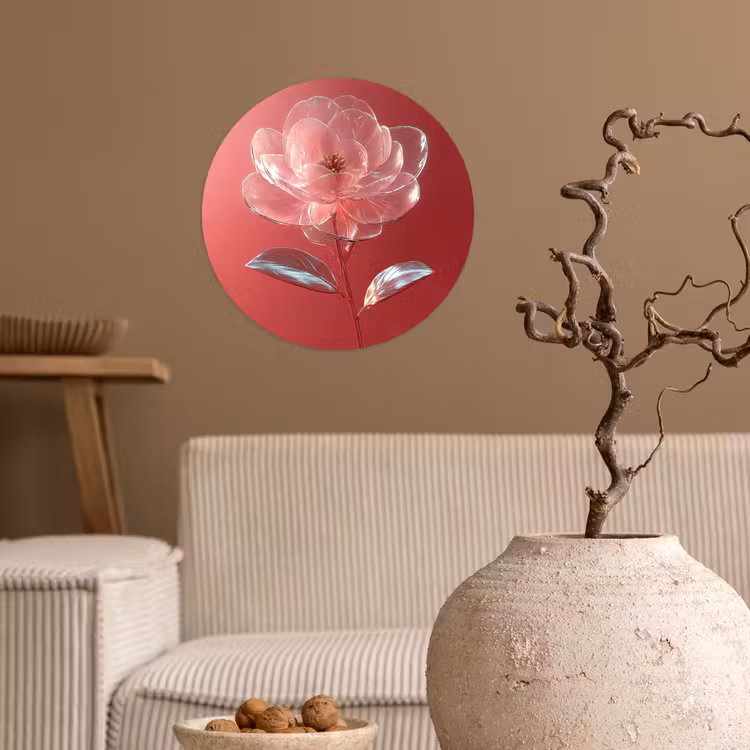 Behangcirkel - Sierlijk - Bloem - Roze - Glazen — 2