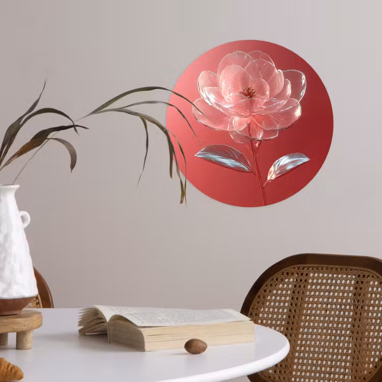 Behangcirkel - Sierlijk - Bloem - Roze - Glazen — 4
