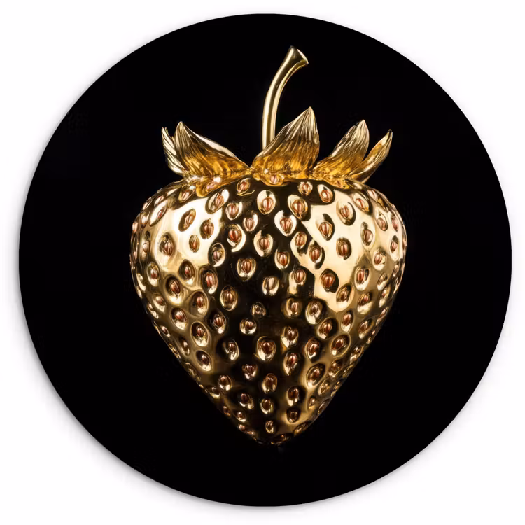 Muurcirkel - Aardbei - Goud - Zwart - Chrome — 1