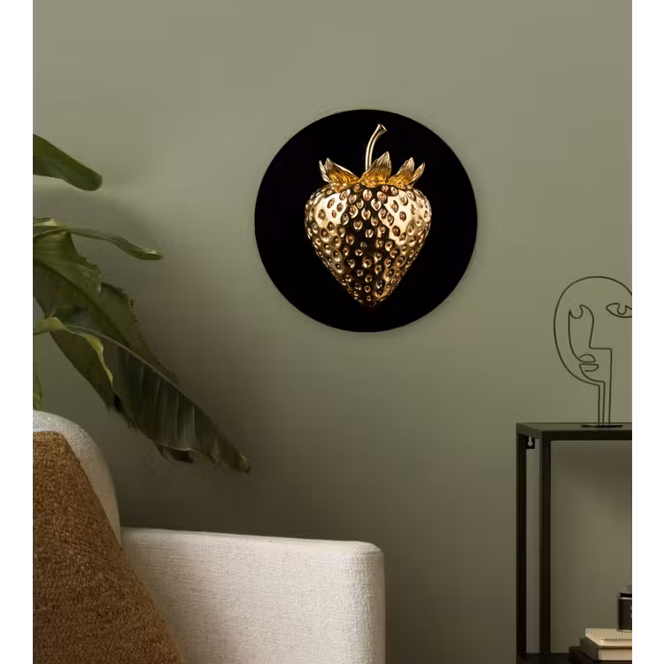 Muurcirkel - Aardbei - Goud - Zwart - Chrome — 3