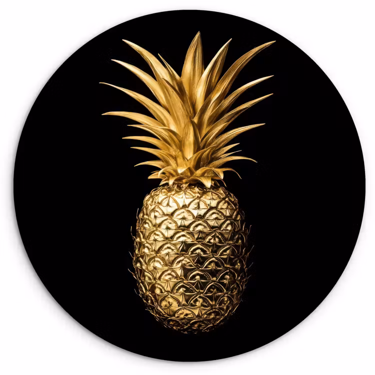 Muurcirkel - Ananas - Zwart - Goud - Luxe — 1