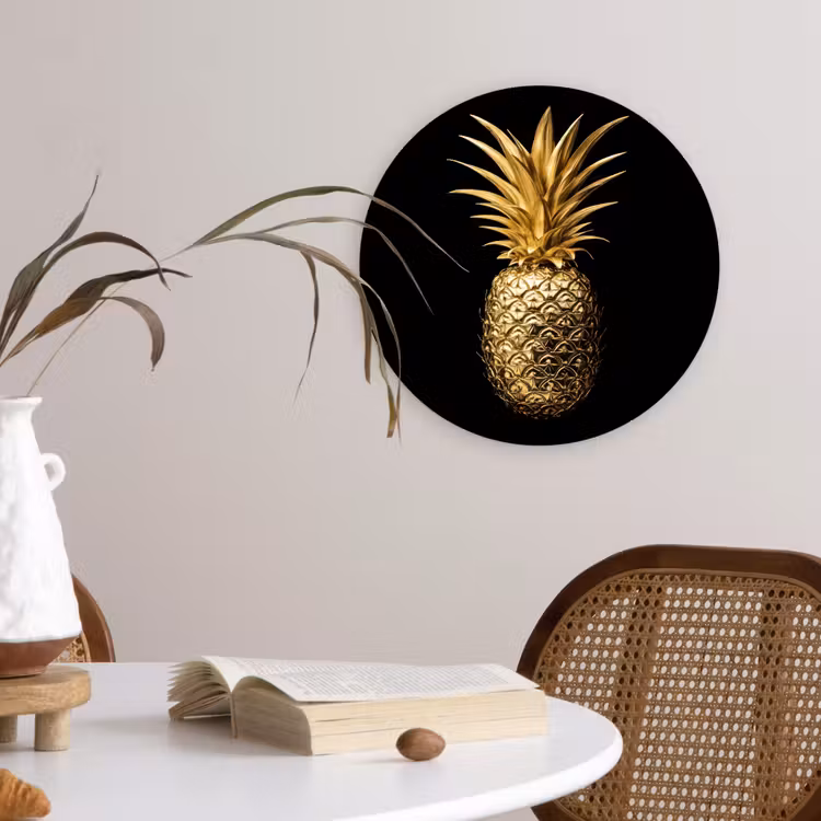 Muurcirkel - Ananas - Zwart - Goud - Luxe — 4