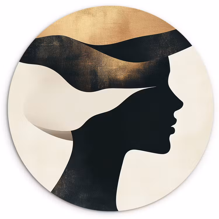 Muurcirkel - Vrouw - Golven - Zwart — 1