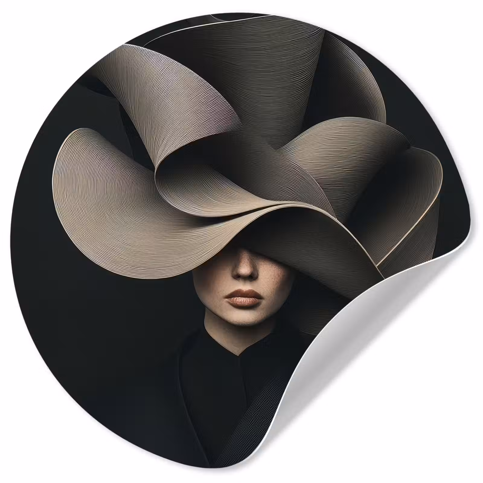Behangcirkel - Zwarte - Hoed - Vrouw — 1