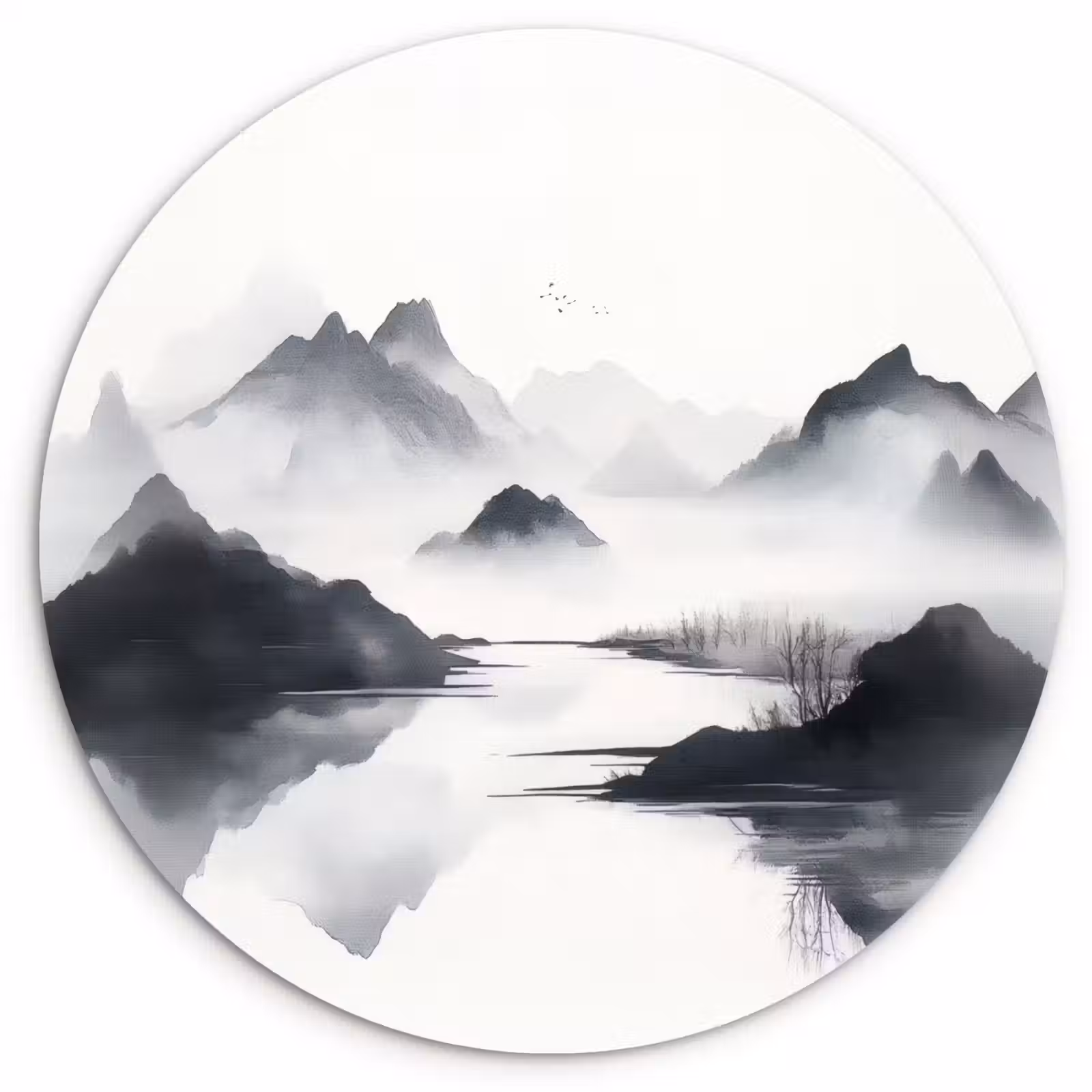Muurcirkel - Bergen - Mistig - Water - Wit — 1