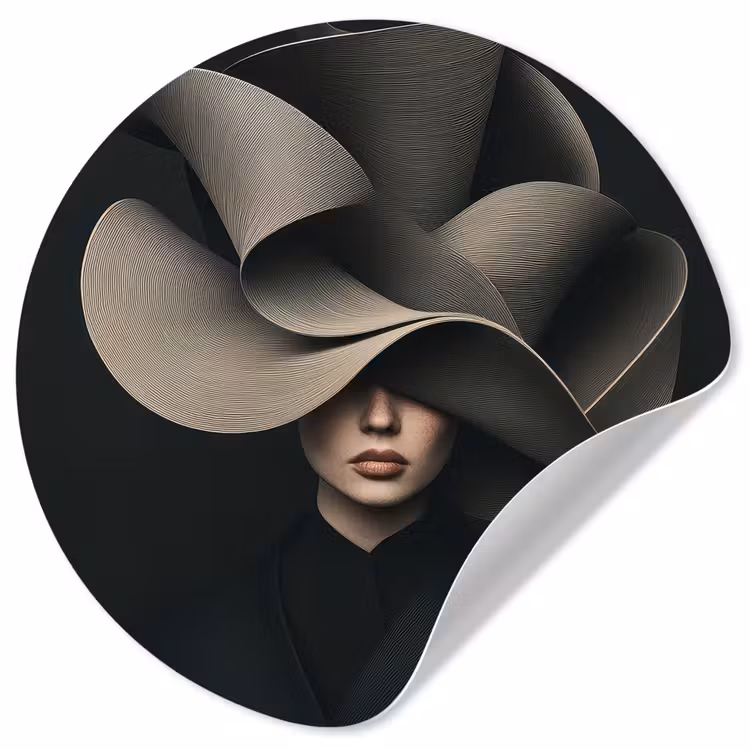 Behangcirkel - Zwarte - Hoed - Vrouw — 1
