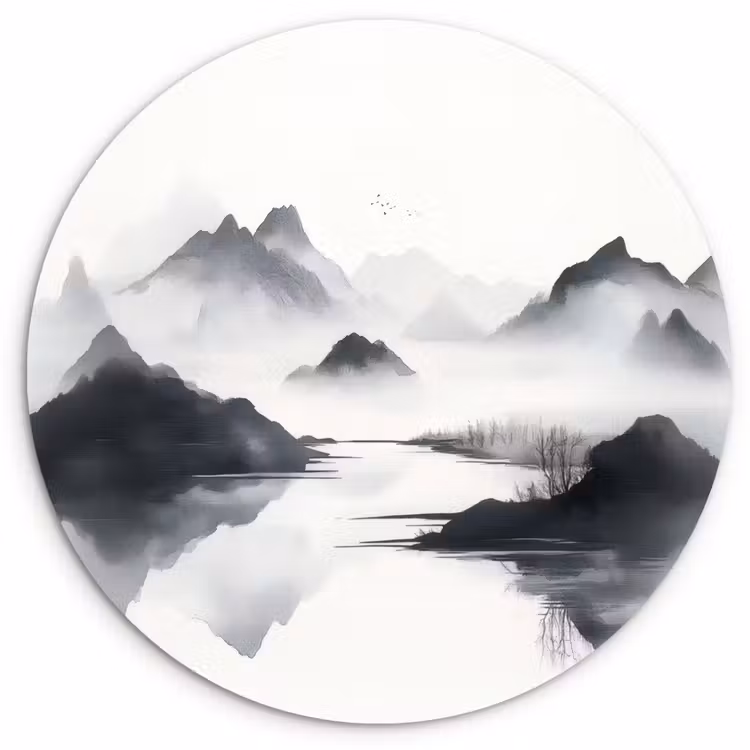 Muurcirkel - Bergen - Mistig - Water - Wit — 1
