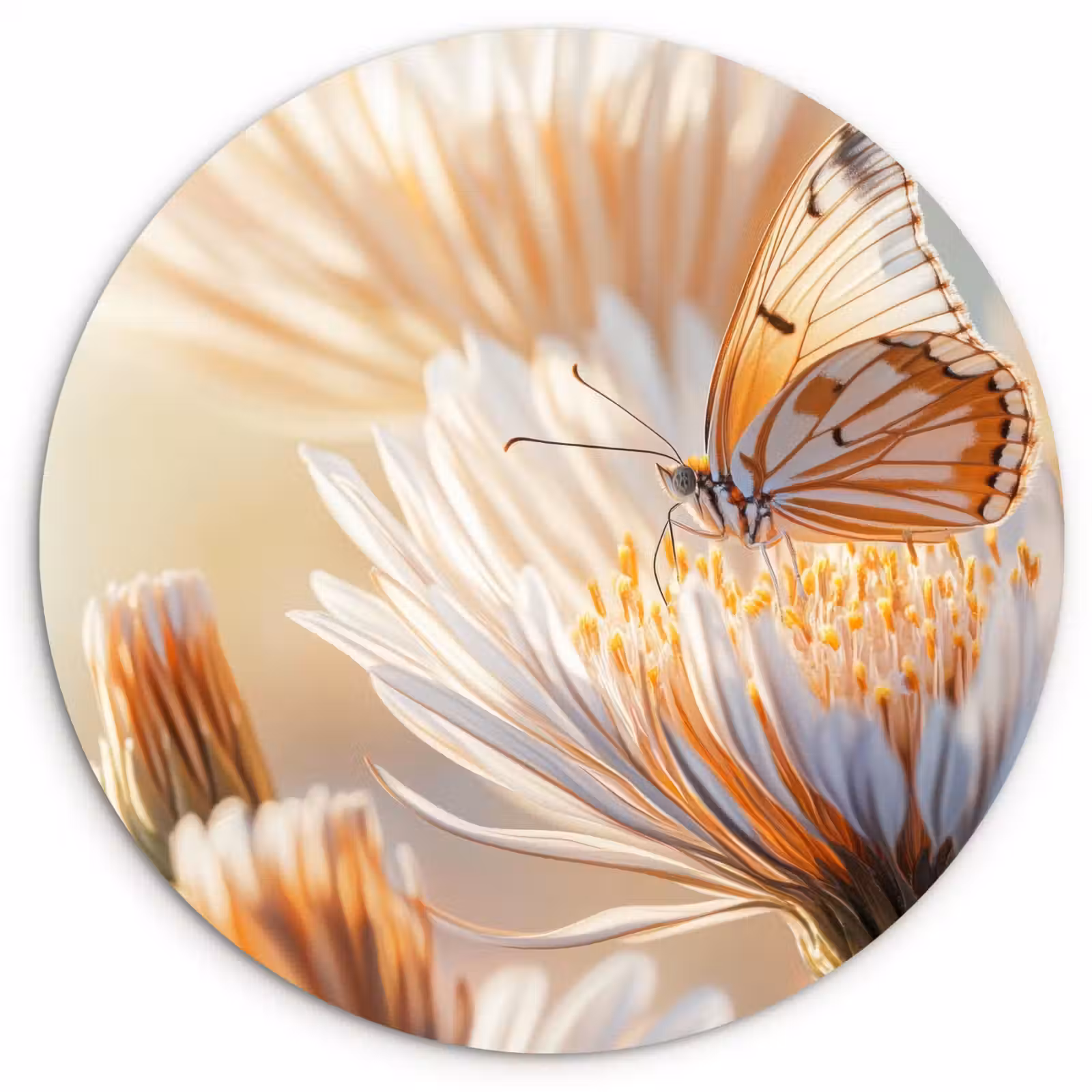 Muurcirkel - Vlinder - Bloem - Oranje — 1