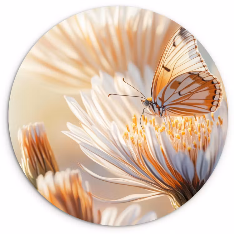 Muurcirkel - Vlinder - Bloem - Oranje — 1