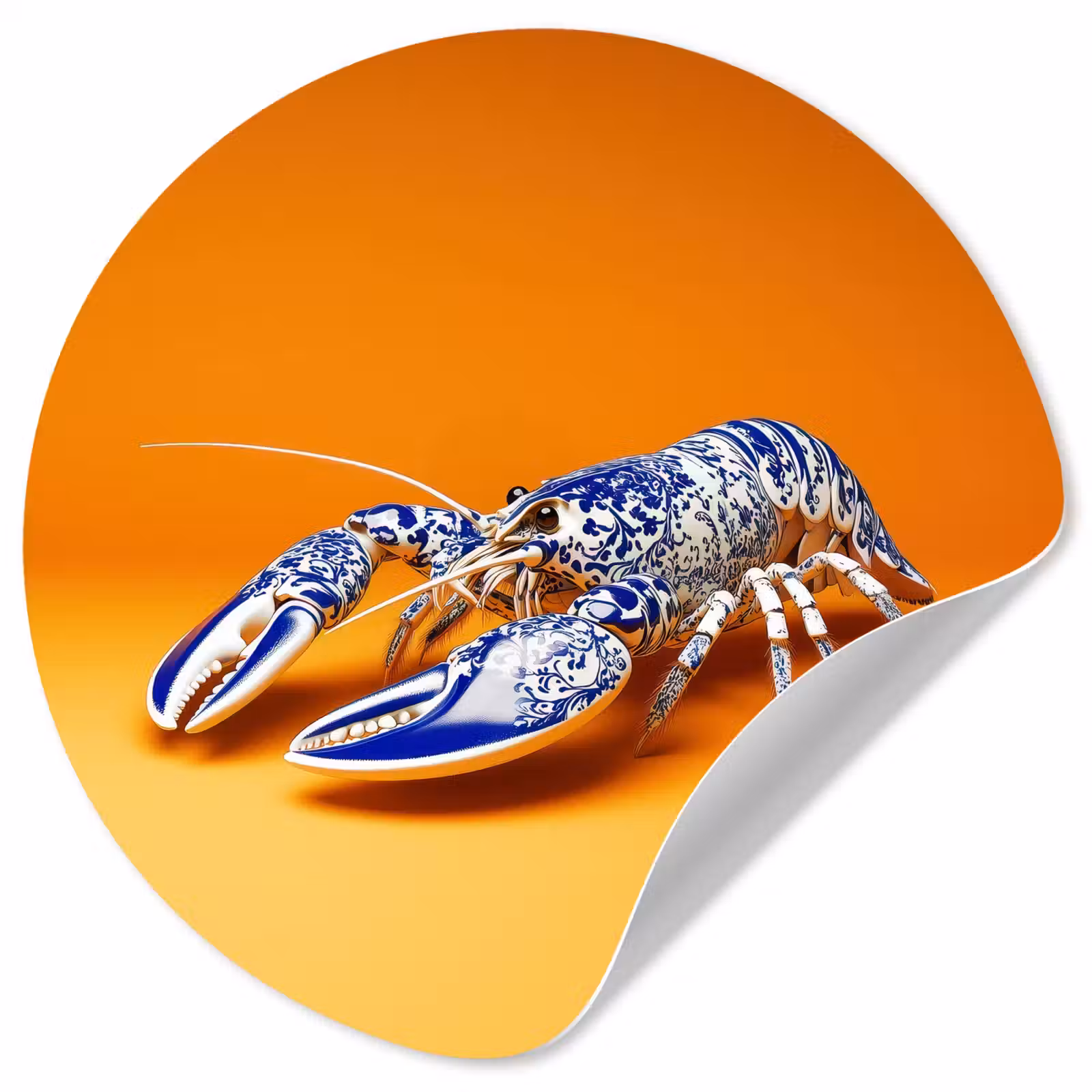 Behangcirkel - Kreeft - Delftsblauw - Schild - Stoer - Oranje — 1