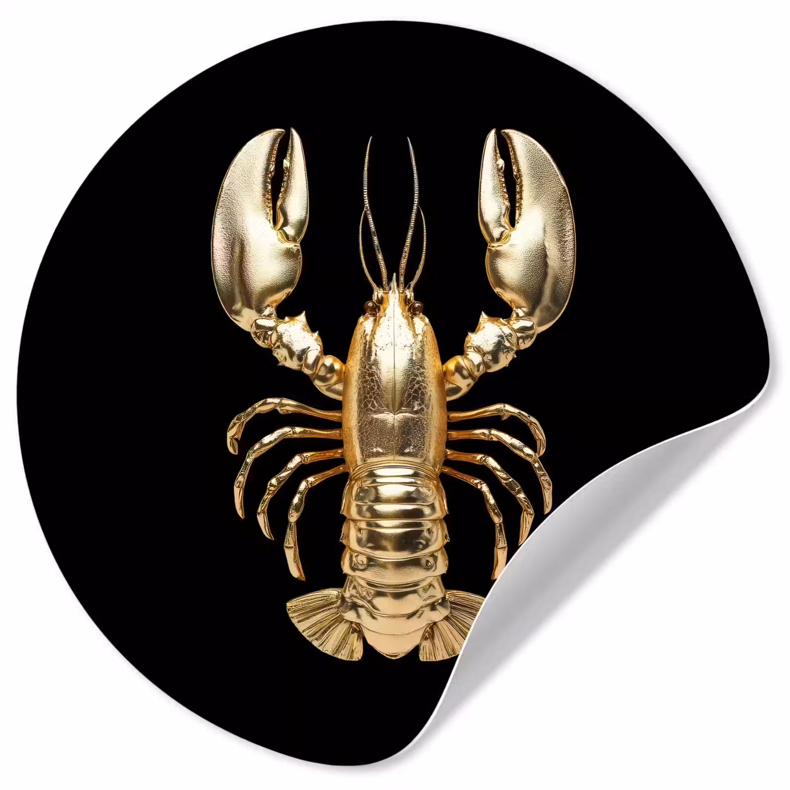 Behangcirkel - Kreeft - Goud - Textuur - Zwart — 1
