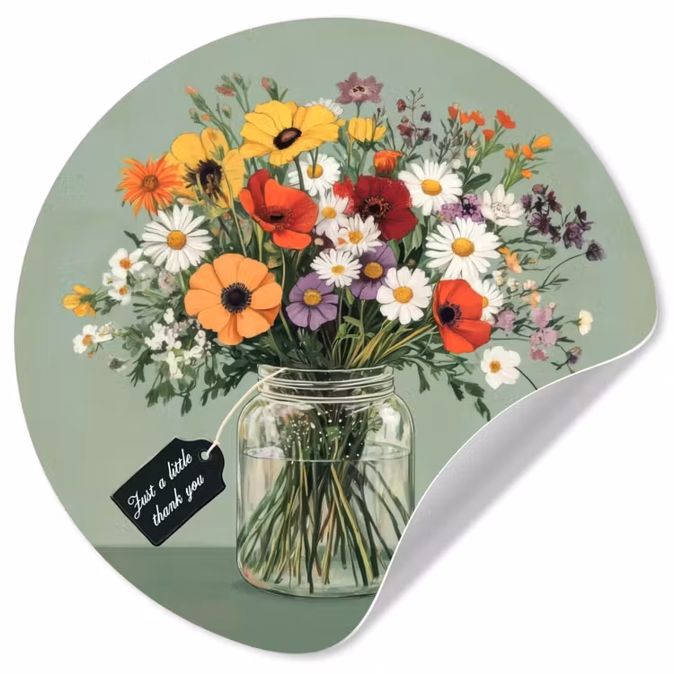 Behangcirkel - Bloemen - Vaas - Kaartje — 1
