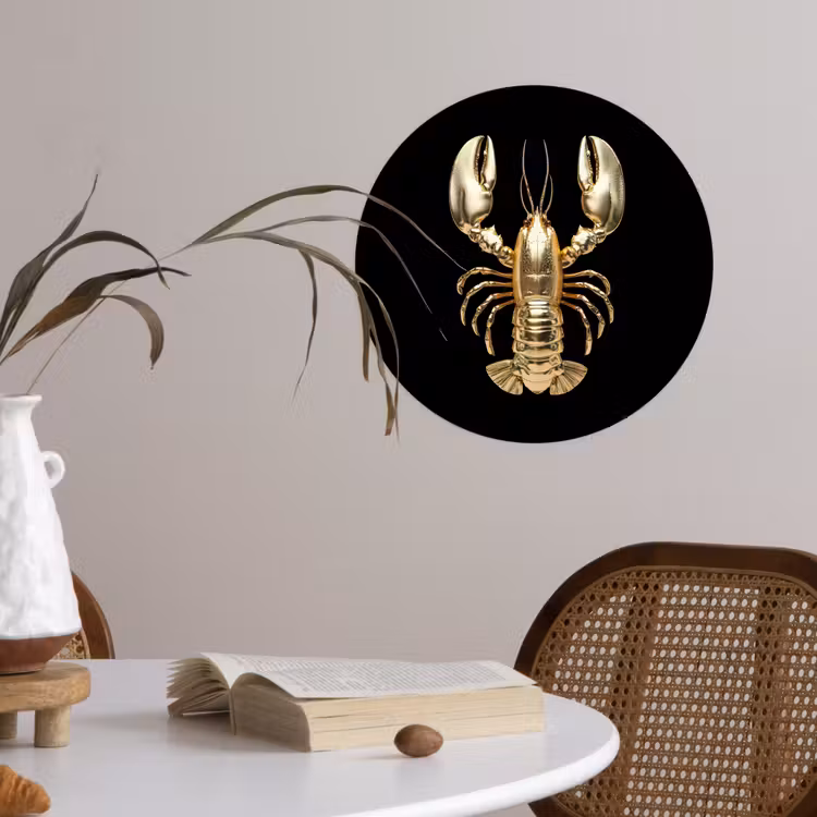 Behangcirkel - Kreeft - Goud - Textuur - Zwart — 4