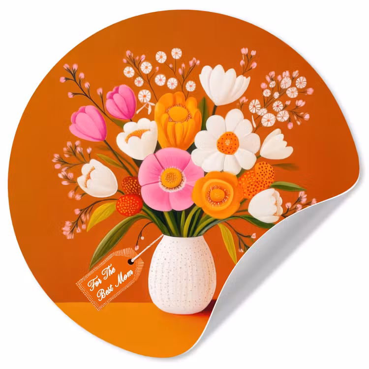 Behangcirkel - Vaas - Bloemen - Oranje — 1