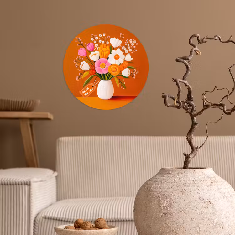Behangcirkel - Vaas - Bloemen - Oranje — 2