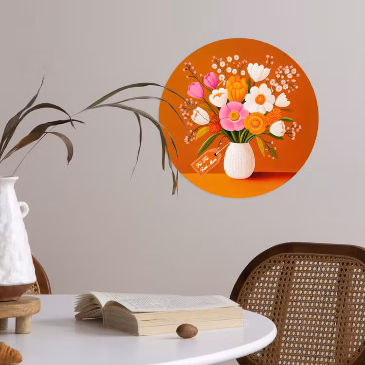 Behangcirkel - Vaas - Bloemen - Oranje — 4