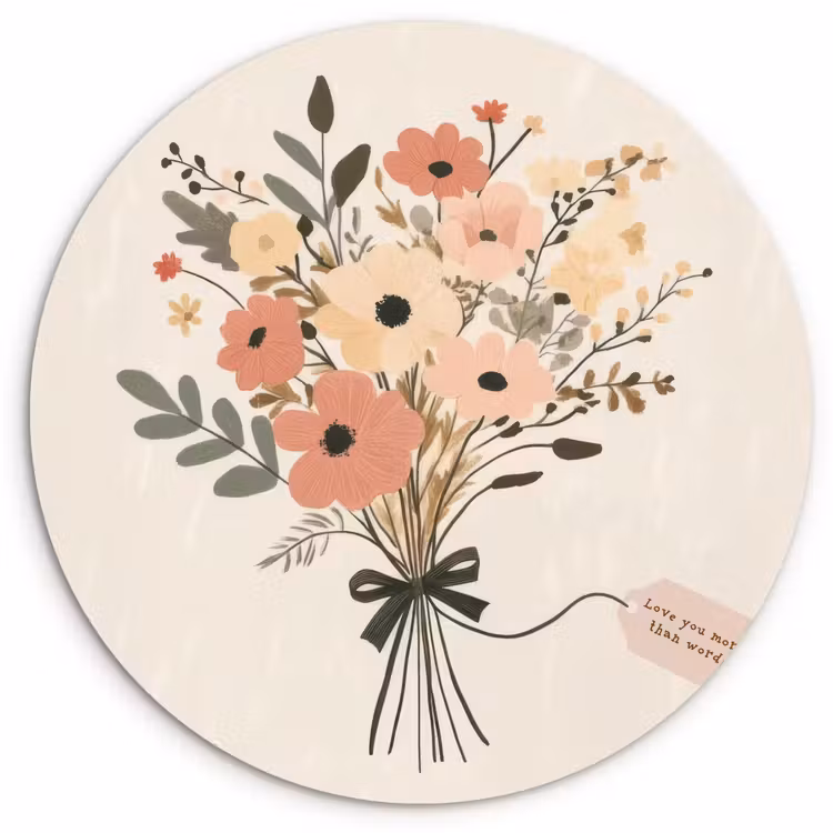 Muurcirkel - Bloemen - Quote - Beige - Lint — 1