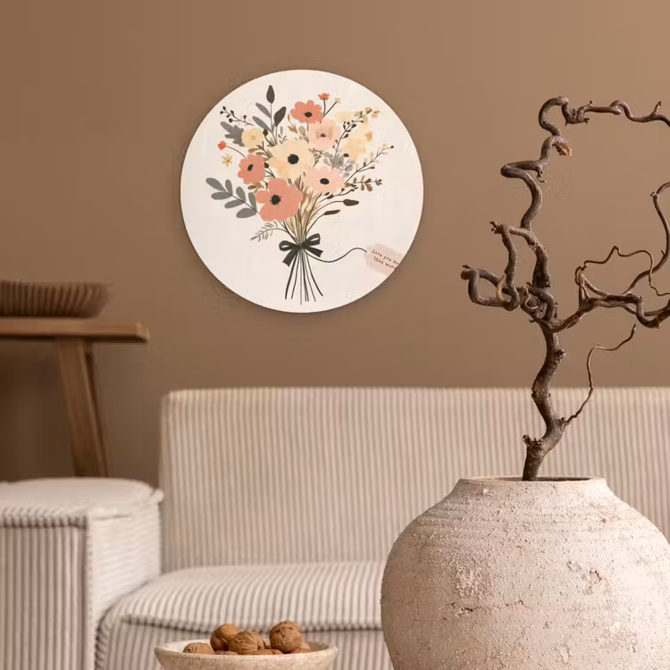 Muurcirkel - Bloemen - Quote - Beige - Lint — 2