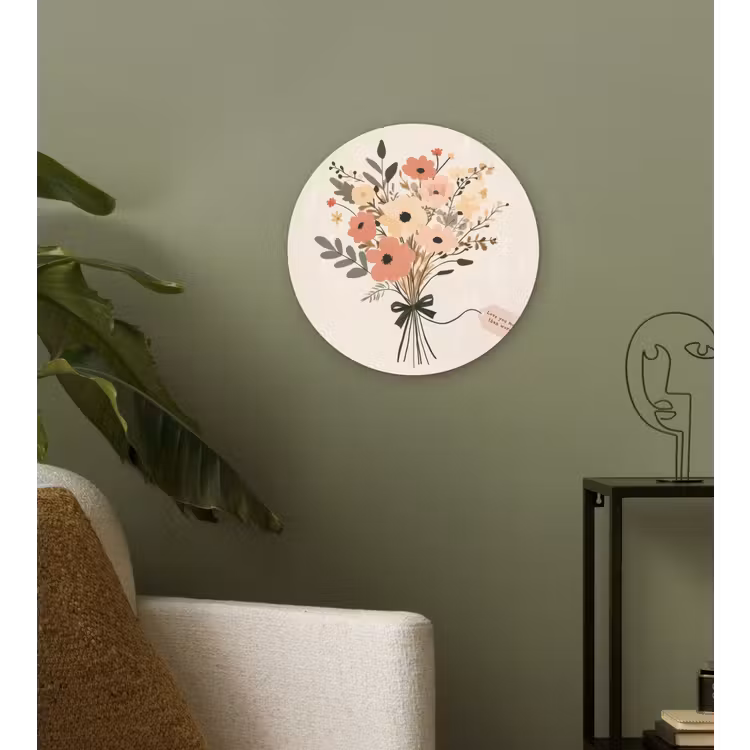 Muurcirkel - Bloemen - Quote - Beige - Lint — 3