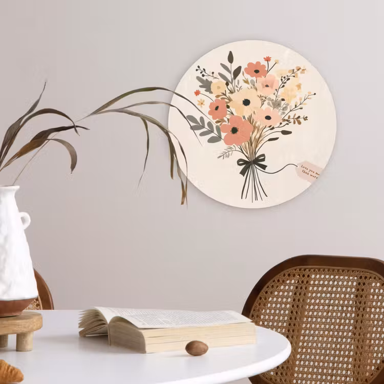 Muurcirkel - Bloemen - Quote - Beige - Lint — 4