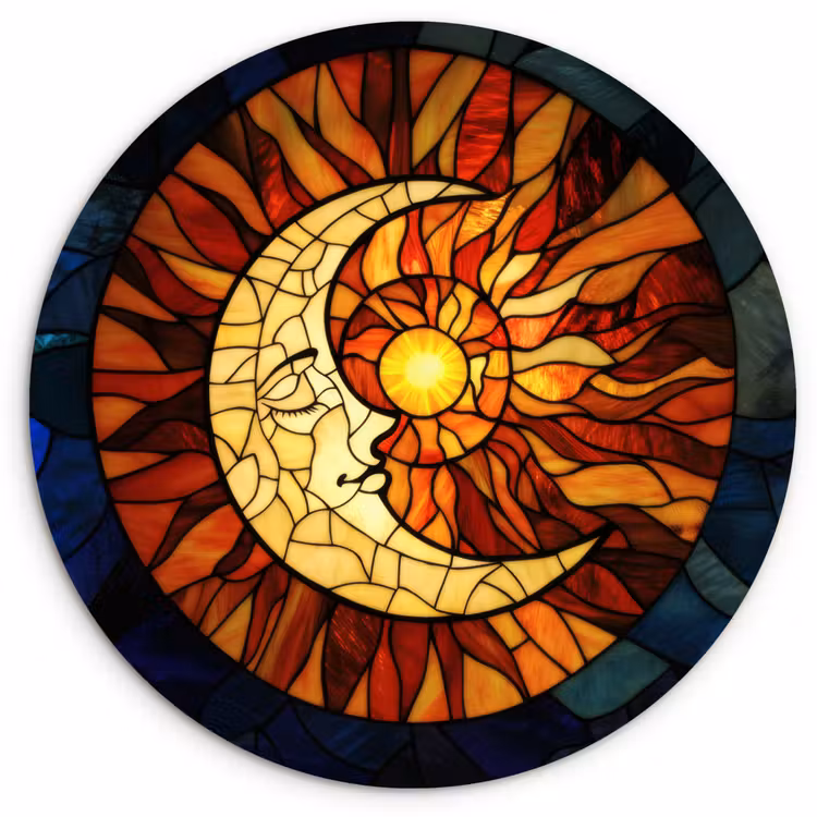 Muurcirkel - Mozaïek - Glas - Maan - Donkerblauw — 1
