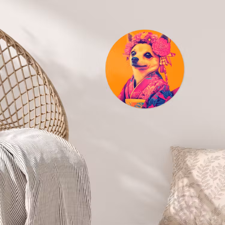 Behangcirkel - Kimono - Hondje - Bloemenkroon - Oranje — 5