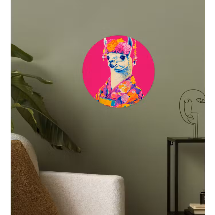 Behangcirkel - Lama - Kimono - Bloemenkrans - Felroze — 3
