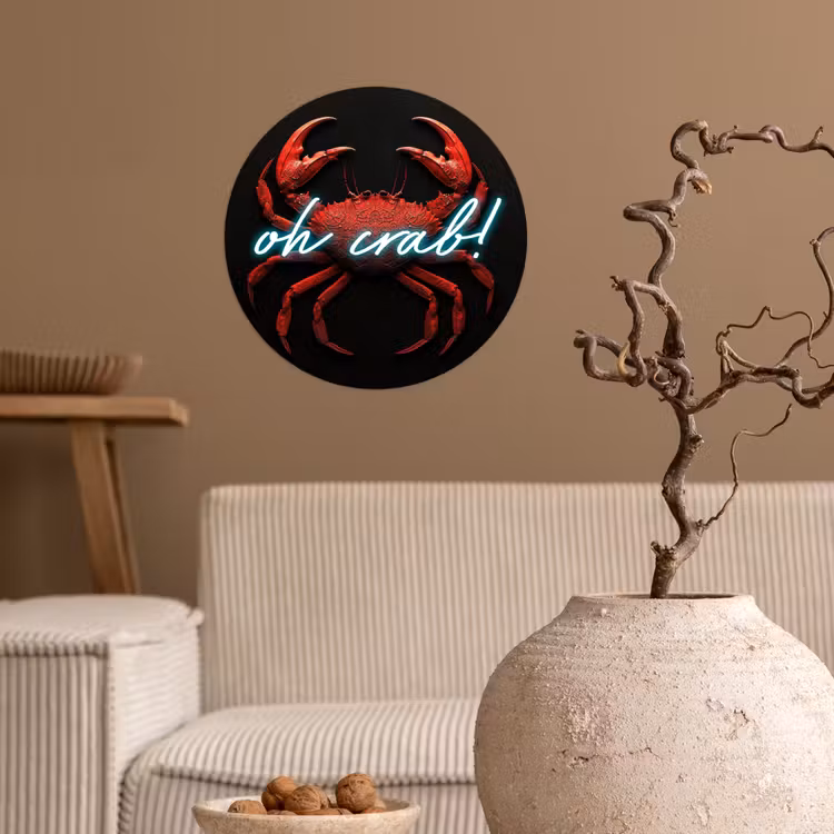 Behangcirkel - Krab - Rood - Neon - Quote — 2