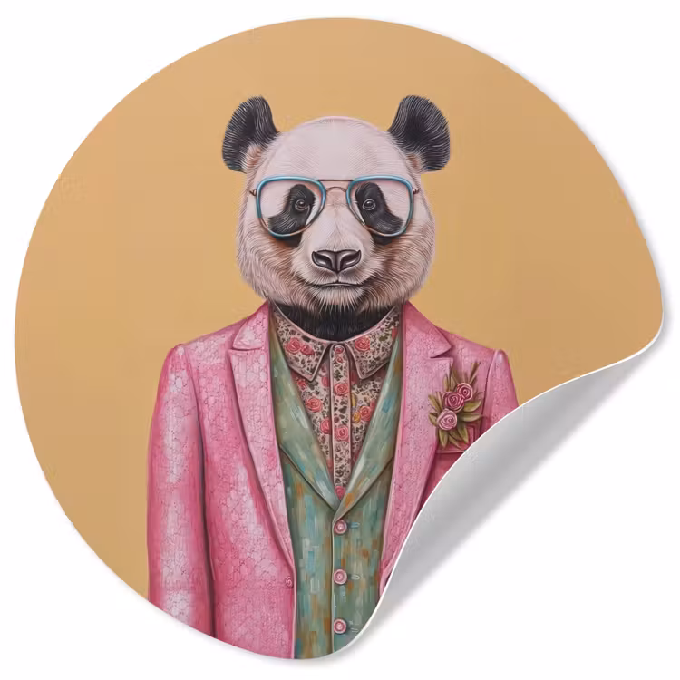 Behangcirkel - Panda - Pak - Zonnebril - Blauw — 1