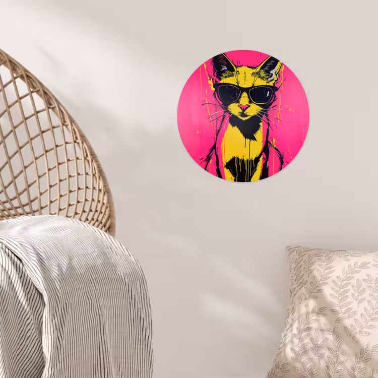 Behangcirkel - Kat - Art - Zonnebril - Roze — 5