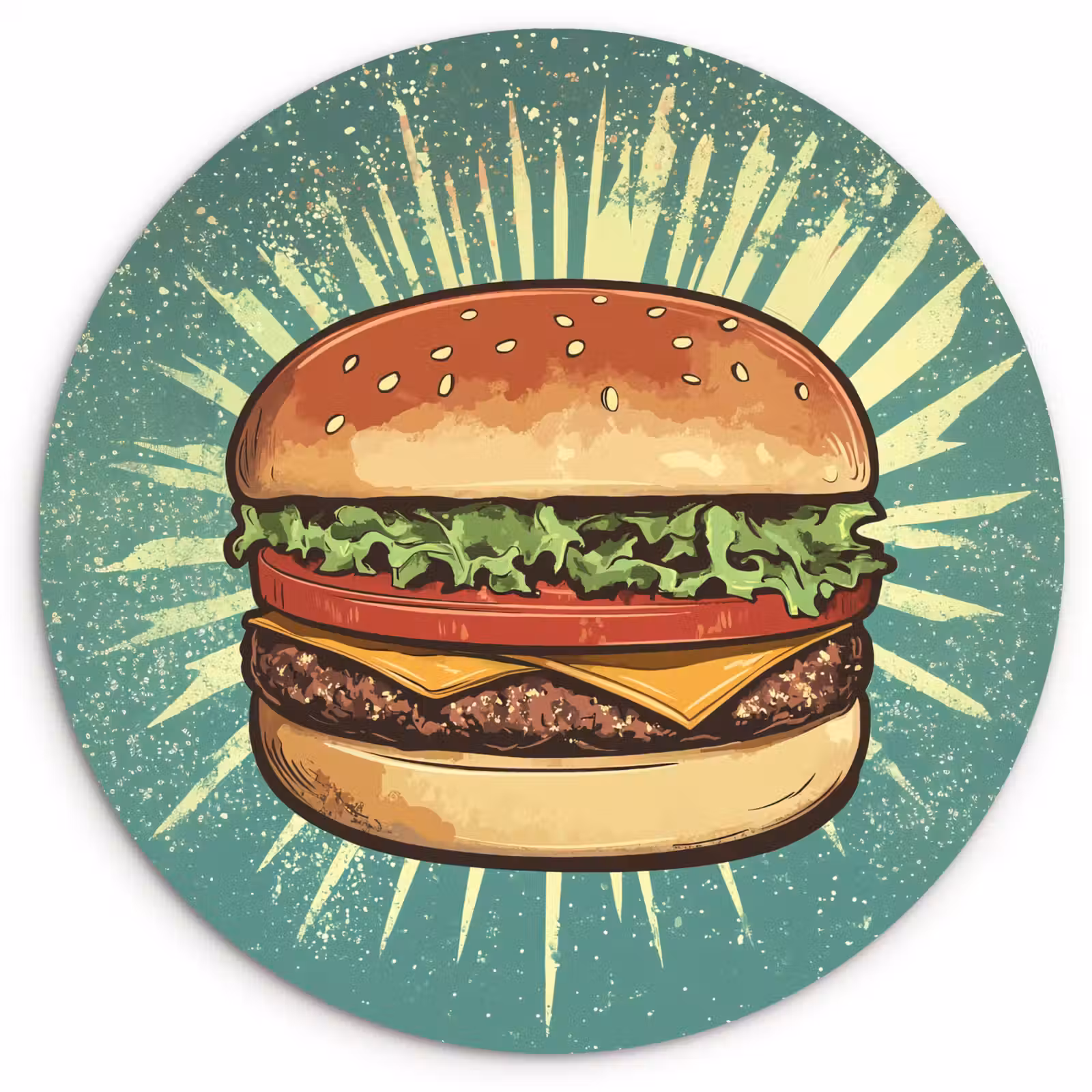 Muurcirkel - Hamburger - Illustratie - Sla - Kaas — 1